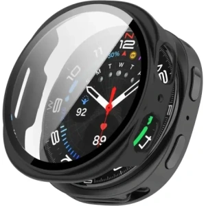 Etui ze szkłem do zegarka Bizon Case+Glass Watch do Samsung Galaxy Watch 8 40mm matowe czarne