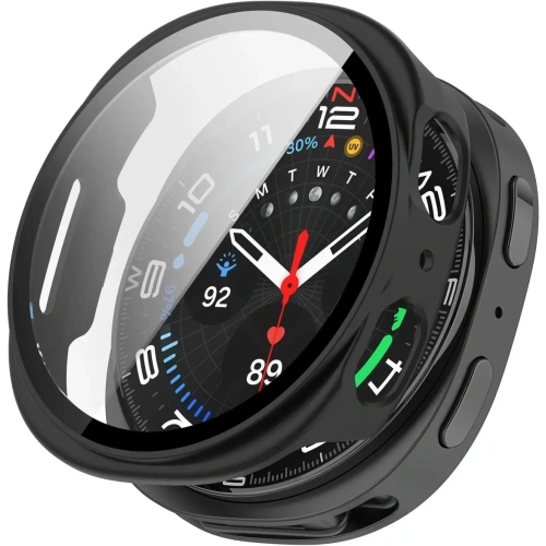 Etui ze szkłem do zegarka Bizon Case+Glass Watch do Samsung Galaxy Watch 8 40mm matowe czarne