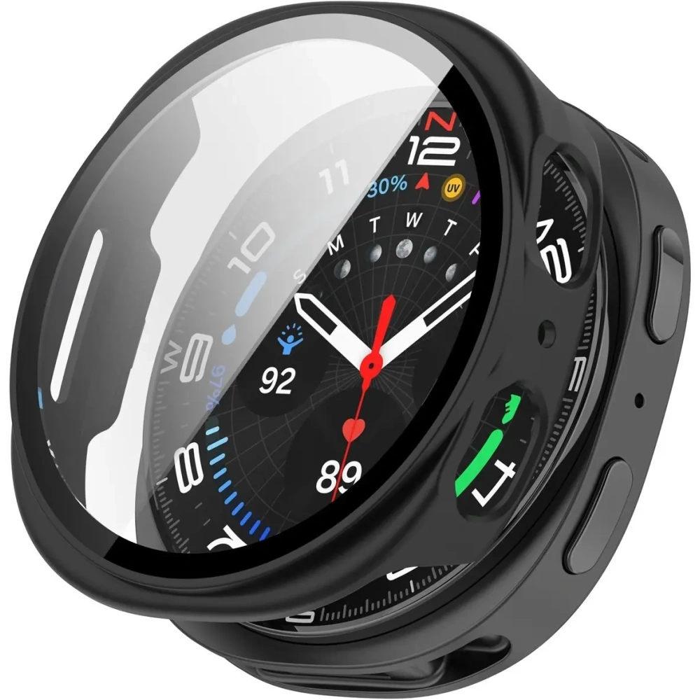 Etui ze szkłem do zegarka Bizon Case+Glass Watch do Samsung Galaxy Watch 8 40mm matowe czarne