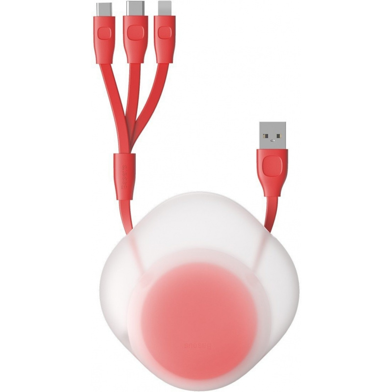 Baseus Distributor - 6953156223431 - BSU1586RED - Baseus Let's go Little Reunion One-Way Stretchable Data Cable USB For Lightning / USB-C / micro USB 3A 0.85m (red) - B2B homescreen
