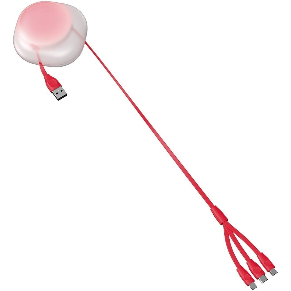 Hurtownia GSM - Zavinutý kabel USB 3w1 Baseus Let's go Little Reunion, Lightning / USB-C / micro USB, 3A, 0,85m (červený) - BSU1586RED - {ean13} - Hurt