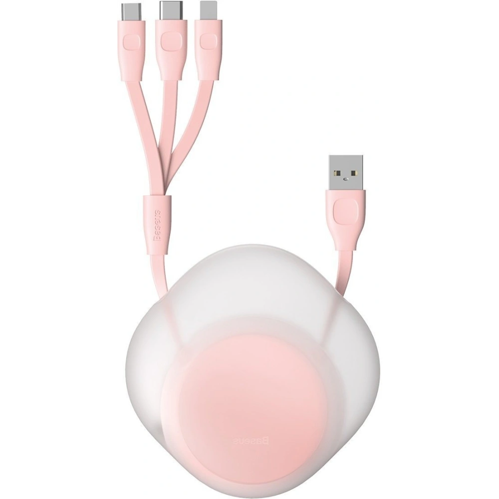 Hurtownia GSM - Skládací USB kabel 3w1 Baseus Let's go Little Reunion, Lightning / USB-C / micro USB, 3A, 0,85m (bílá-růžová) - BSU1587WHTPNK - {ean13} - Hurt