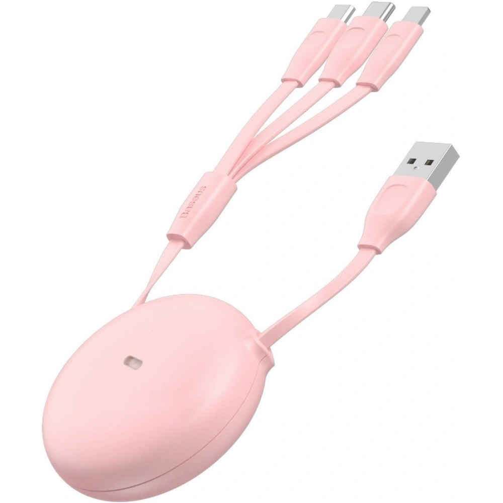 Hurtownia GSM - Skládací USB kabel 3w1 Baseus Let's go Little Reunion, Lightning / USB-C / micro USB, 3A, 0,85m (bílá-růžová) - BSU1587WHTPNK - {ean13} - Hurt