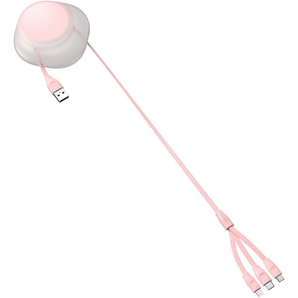 Hurtownia GSM - Skládací USB kabel 3w1 Baseus Let's go Little Reunion, Lightning / USB-C / micro USB, 3A, 0,85m (bílá-růžová) - BSU1587WHTPNK - {ean13} - Hurt