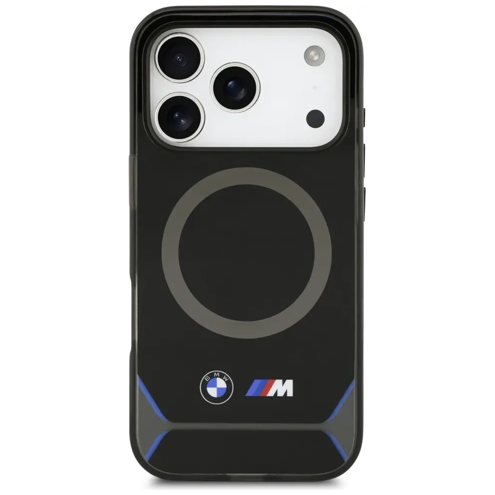 Etui BMW M IML Metal Buttons & Logo MagSafe do Apple iPhone 17 Pro czarno-niebieski
