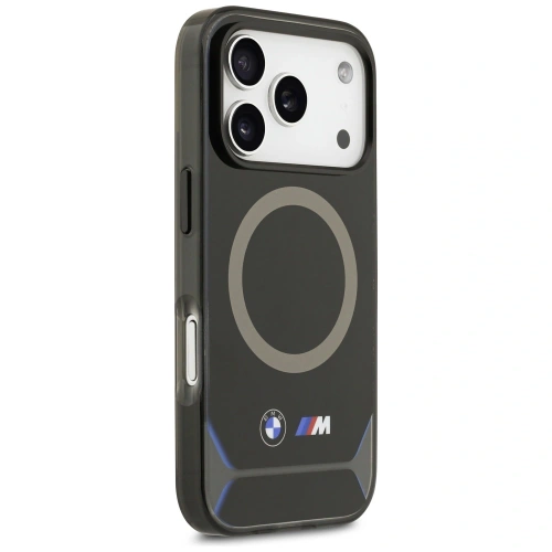 Etui BMW M IML Metal Buttons & Logo MagSafe do Apple iPhone 17 Pro czarno-niebieski
