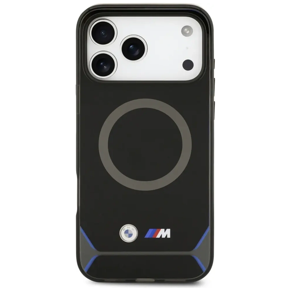 Etui BMW M IML Metal Buttons & Logo MagSafe do Apple iPhone 17 Pro Max czarno-niebieski