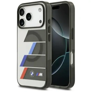Etui BMW M IML Metal Buttons Tricolor Lines MagSafe do Apple iPhone 17 Pro antracyt