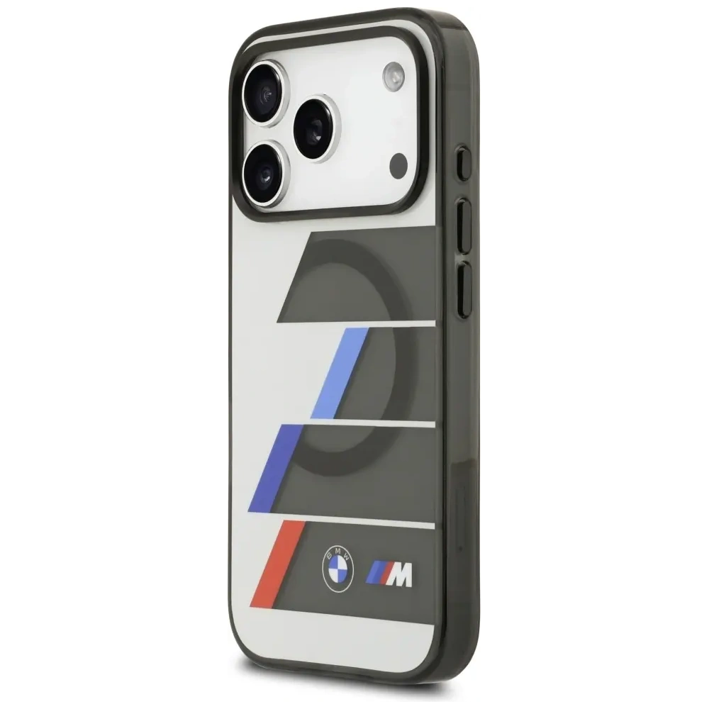 Etui BMW M IML Metal Buttons Tricolor Lines MagSafe do Apple iPhone 17 Pro antracyt