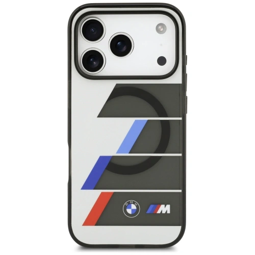Etui BMW M IML Metal Buttons Tricolor Lines MagSafe do Apple iPhone 17 Pro antracyt
