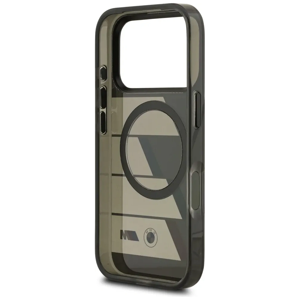 Etui BMW M IML Metal Buttons Tricolor Lines MagSafe do Apple iPhone 17 Pro antracyt