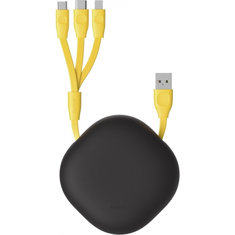 Baseus Distributor - 6953156223134 - BSU1588YELGRY - Baseus Let's go Little Reunion One-Way Stretchable Data Cable USB For Lightning / USB-C / micro USB 3A 0.85m (yellow+gray) - B2B homescreen