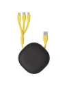 Skládací USB kabel 3w1 Baseus Let\'s go Little Reunion, Lightning / USB-C / micro USB, 3A, 0,85m (žluto-šedý)