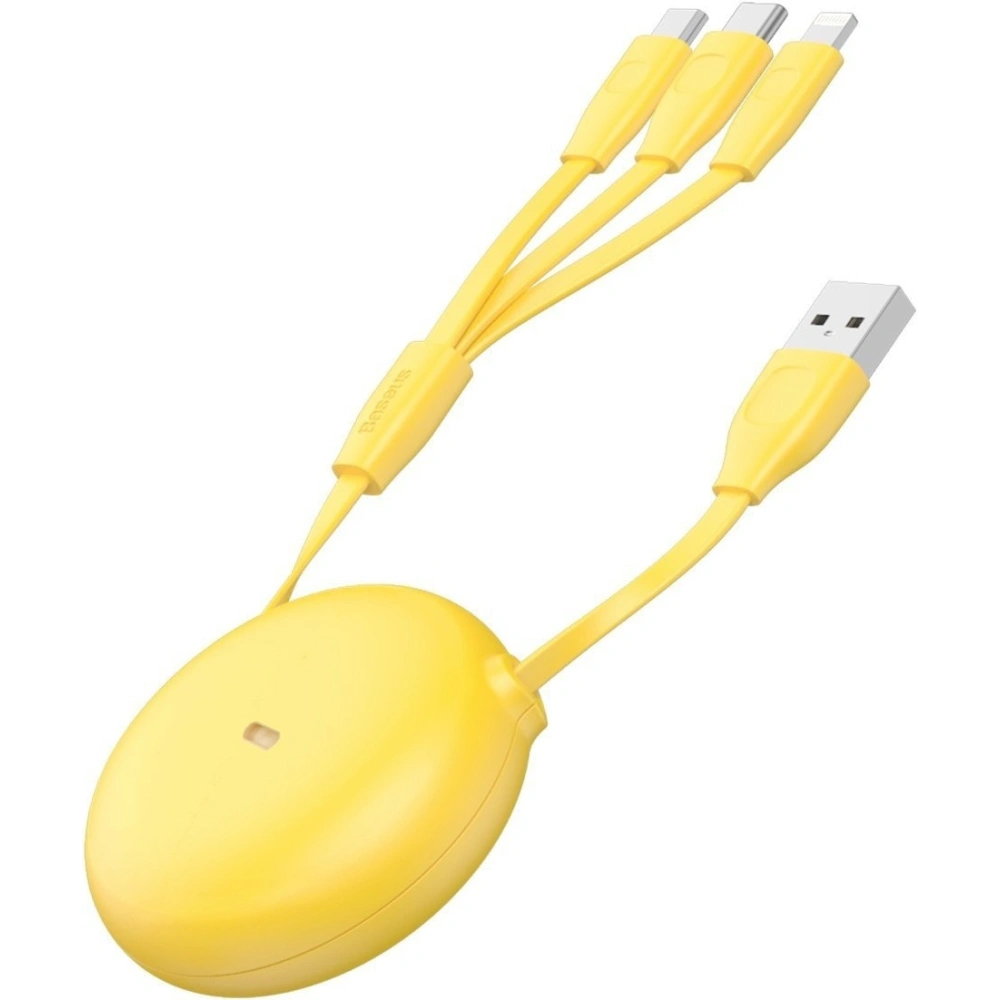 Hurtownia GSM - Skládací USB kabel 3w1 Baseus Let\'s go Little Reunion, Lightning / USB-C / micro USB, 3A, 0,85m (žluto-šedý) - BSU1588YELGRY - {ean13} - Hurt