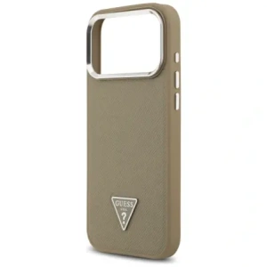 Etui Guess Grained Triangle Logo MagSafe do Apple iPhone 17 Pro brązowy