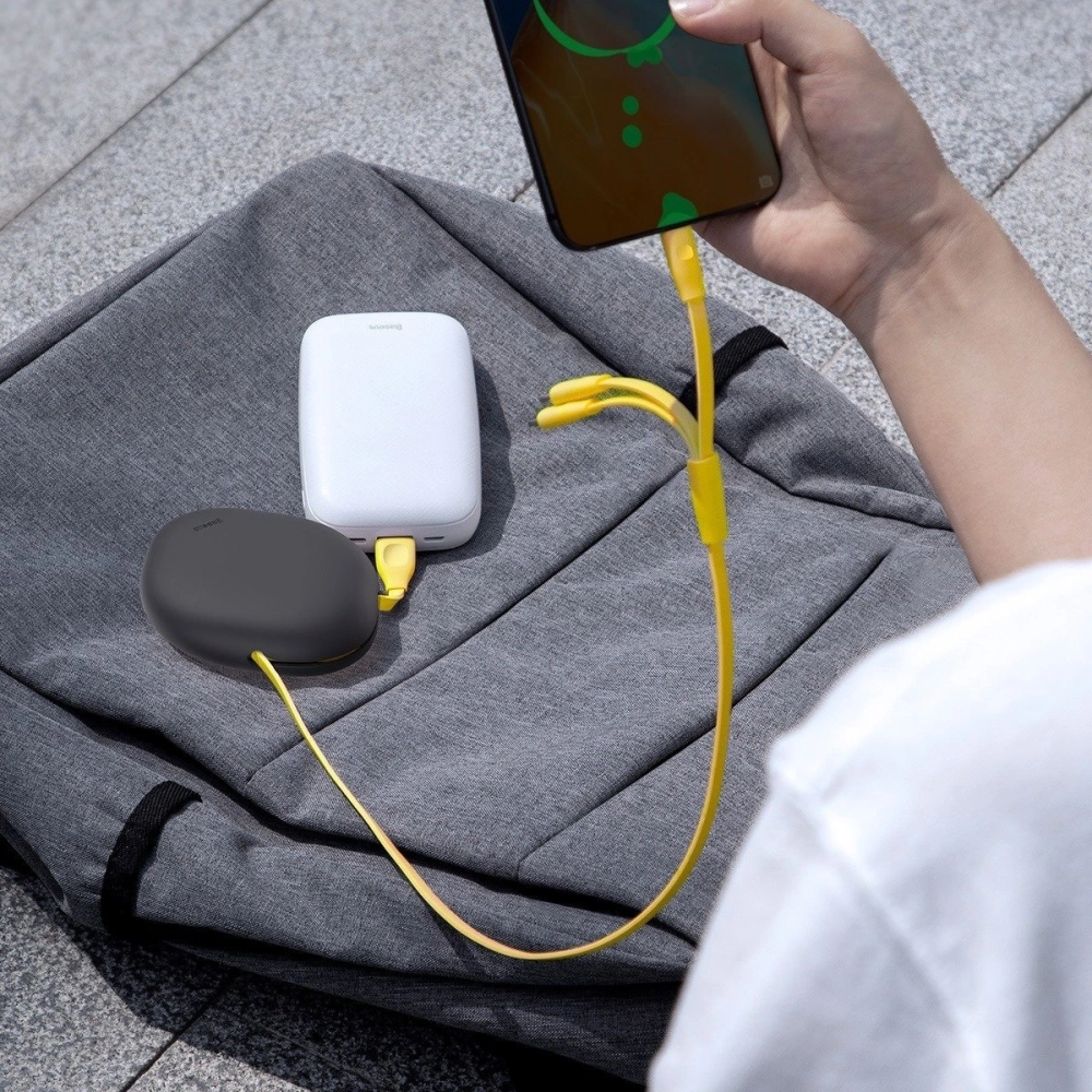 Hurtownia GSM - Skládací USB kabel 3w1 Baseus Let\'s go Little Reunion, Lightning / USB-C / micro USB, 3A, 0,85m (žluto-šedý) - BSU1588YELGRY - {ean13} - Hurt