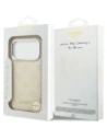 Etui Guess Peony Hot Stamp Script MagSafe do Apple iPhone 17 Pro beżowy