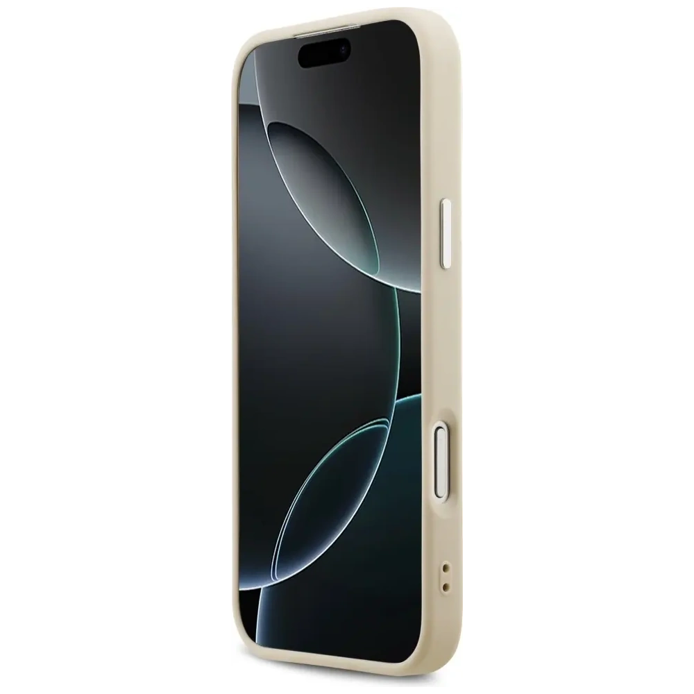 Etui Guess Peony Hot Stamp Script MagSafe do Apple iPhone 17 Pro Max beżowy