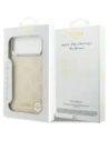 Etui Guess Peony Hot Stamp Script MagSafe do Apple iPhone 17 Pro Max beżowy