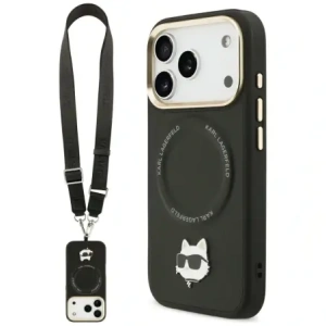 Etui Karl Lagerfeld Big Strap Choupette Metal Logo MagSafe do Apple iPhone 17 Pro Max czarny