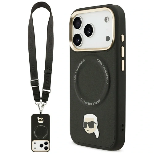 Etui Karl Lagerfeld Big Strap Karl Metal Logo MagSafe do Apple iPhone 17 Pro Max czarny