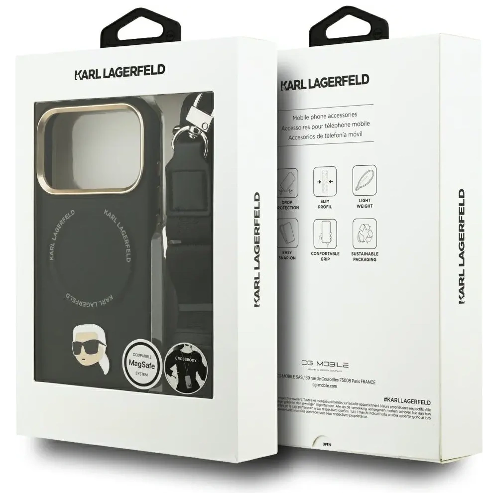 Etui Karl Lagerfeld Big Strap Karl Metal Logo MagSafe do Apple iPhone 17 Pro Max czarny