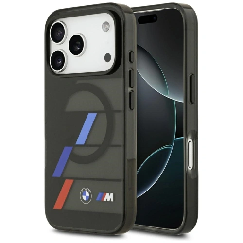 Etui BMW M IML Metal Buttons Tricolor Lines MagSafe do Apple iPhone 17 Pro czarny
