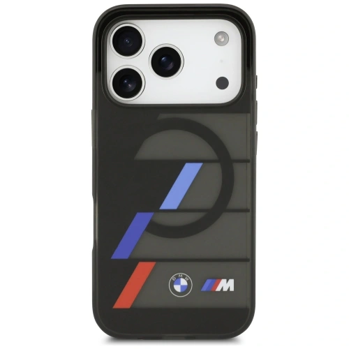 Etui BMW M IML Metal Buttons Tricolor Lines MagSafe do Apple iPhone 17 Pro czarny