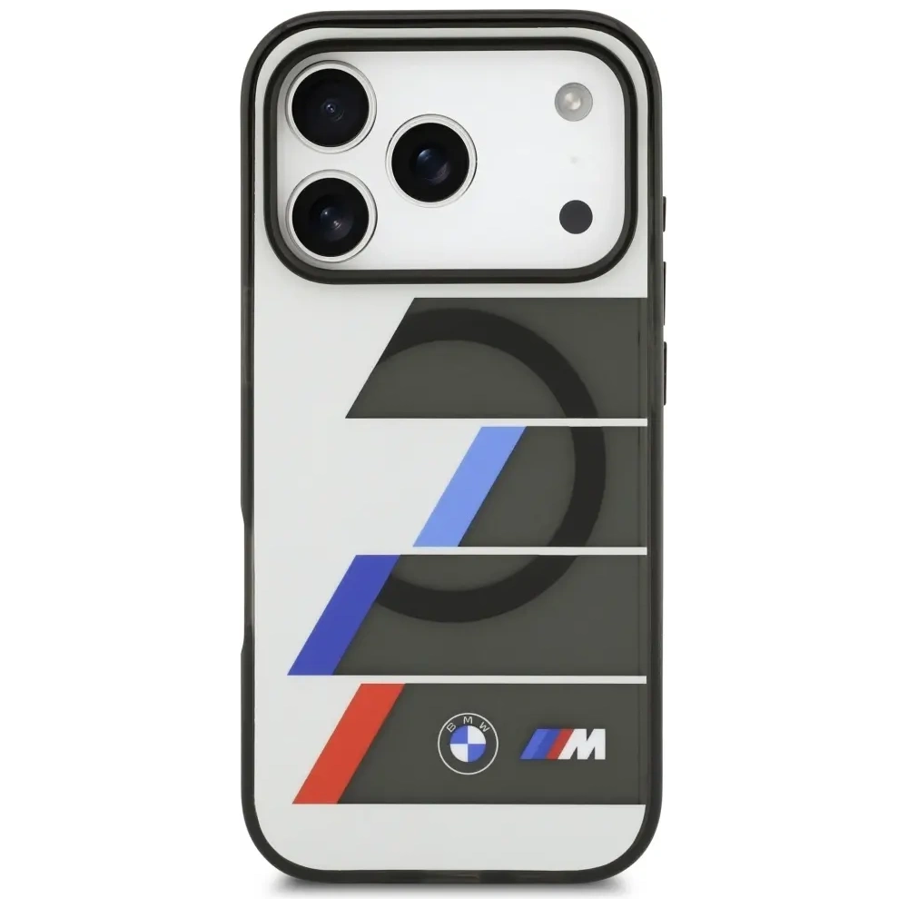 Etui BMW M IML Metal Buttons Tricolor Lines MagSafe do Apple iPhone 17 Pro Max antracyt
