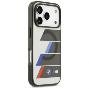 Etui BMW M IML Metal Buttons Tricolor Lines MagSafe do Apple iPhone 17 Pro Max antracyt