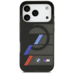Etui BMW M IML Metal Buttons Tricolor Lines MagSafe do Apple iPhone 17 Pro Max czarny