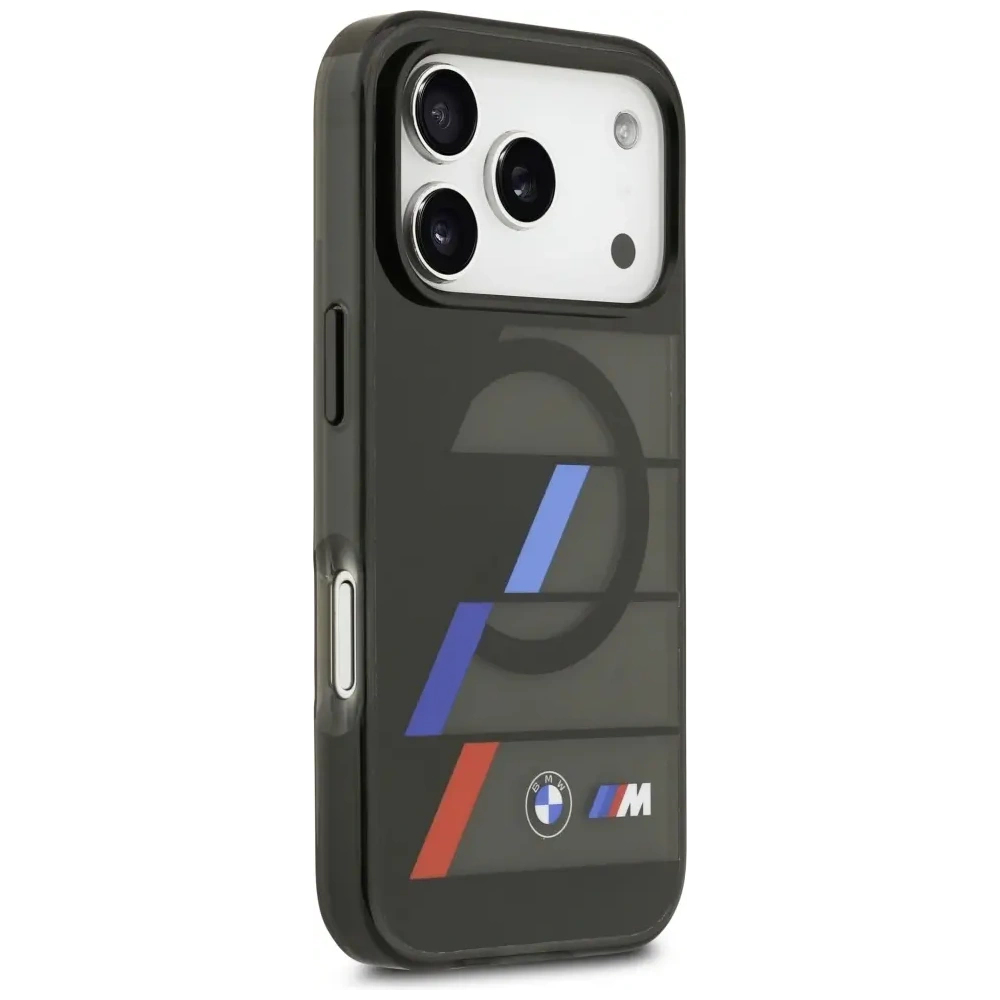 Etui BMW M IML Metal Buttons Tricolor Lines MagSafe do Apple iPhone 17 Pro Max czarny