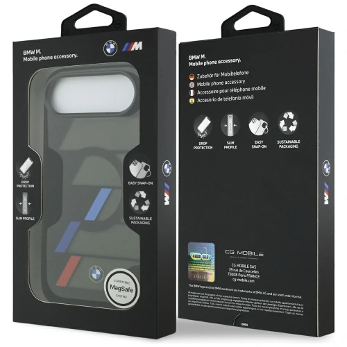 Etui BMW M IML Metal Buttons Tricolor Lines MagSafe do Apple iPhone Air czarny