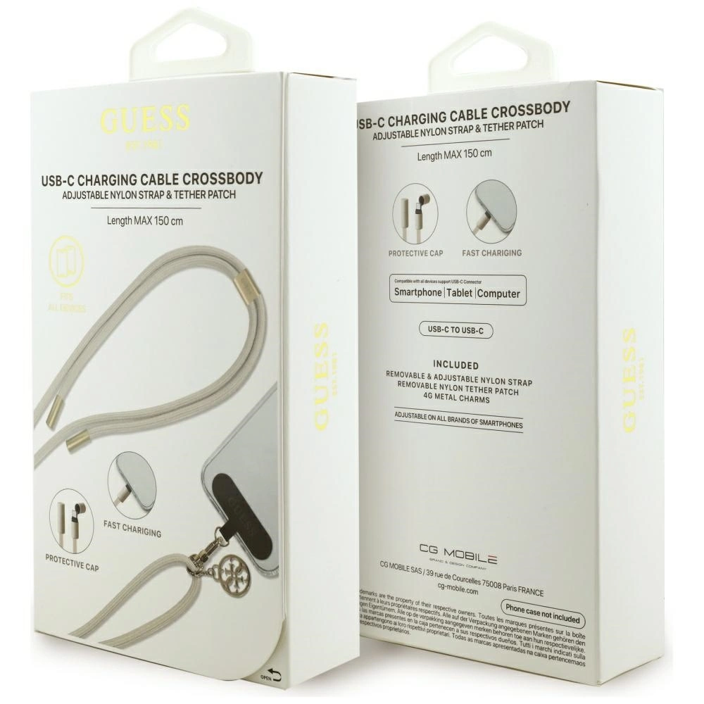 Guess CBDY 4G Charm USB-C / USB-C Cable 150cm beige