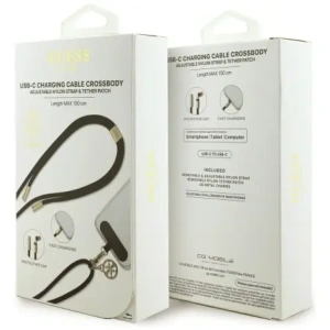 Kabel Guess CBDY 4G Charm USB-C / USB-C 150cm czarny