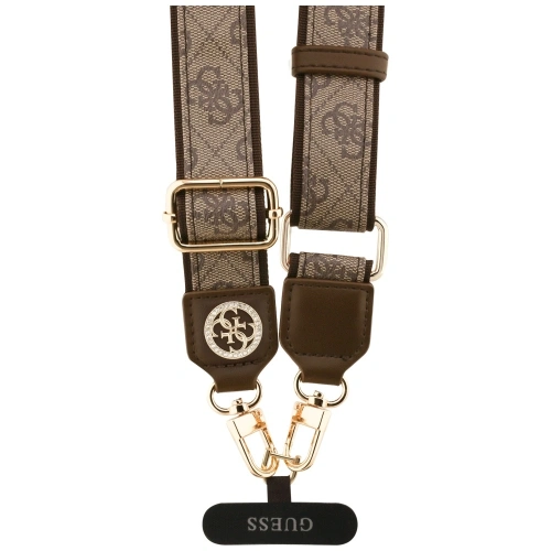 Uniwersalna smycz Guess Universal CBDY 4G Tether Patch Strass Metal Logo brązowy