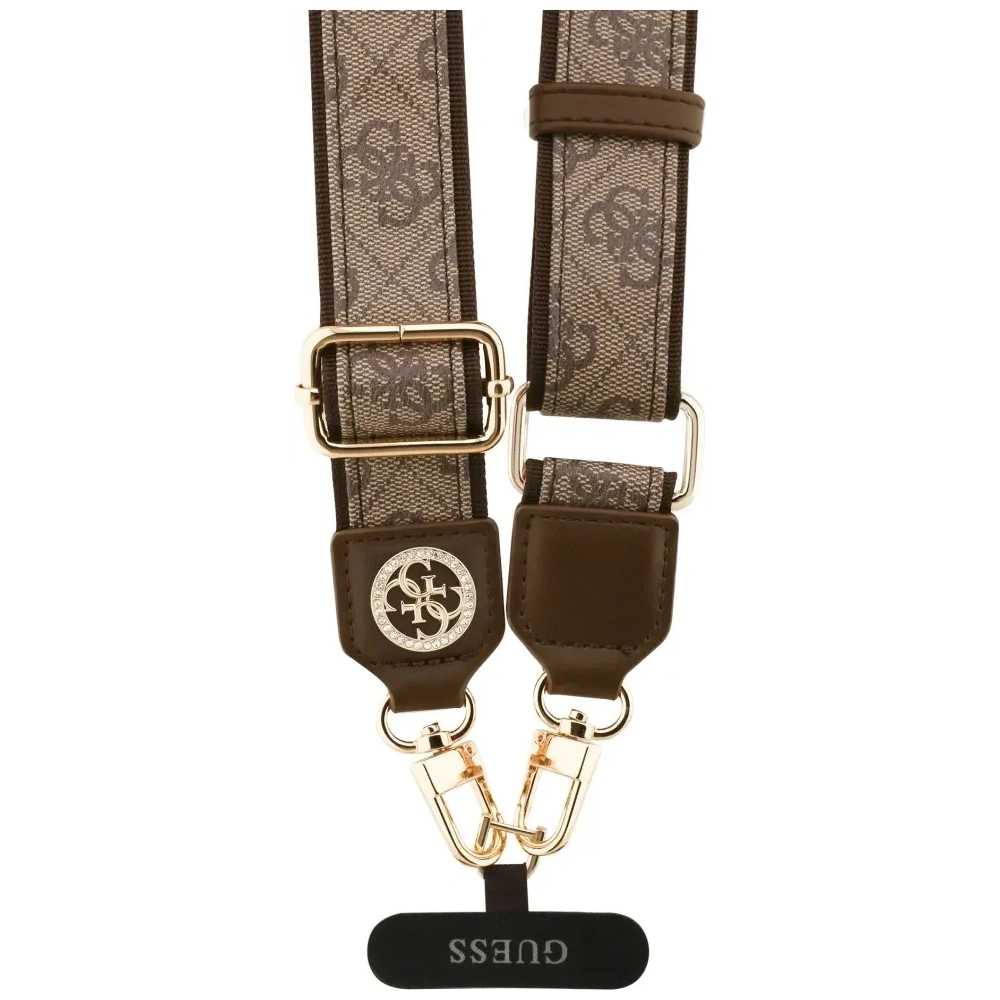 Uniwersalna smycz Guess Universal CBDY 4G Tether Patch Strass Metal Logo brązowy