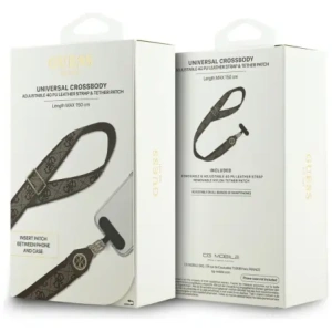 Uniwersalna smycz Guess Universal CBDY 4G Tether Patch Strass Metal Logo brązowy