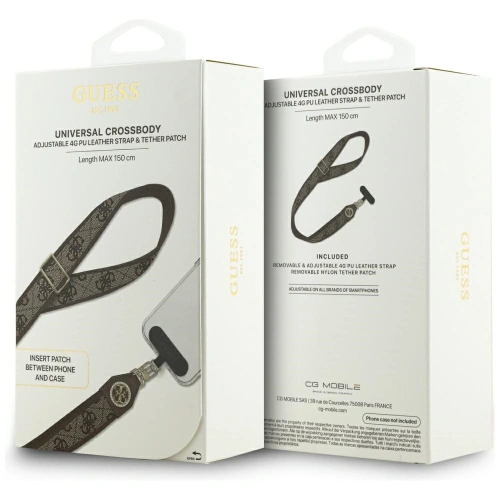 Uniwersalna smycz Guess Universal CBDY 4G Tether Patch Strass Metal Logo brązowy
