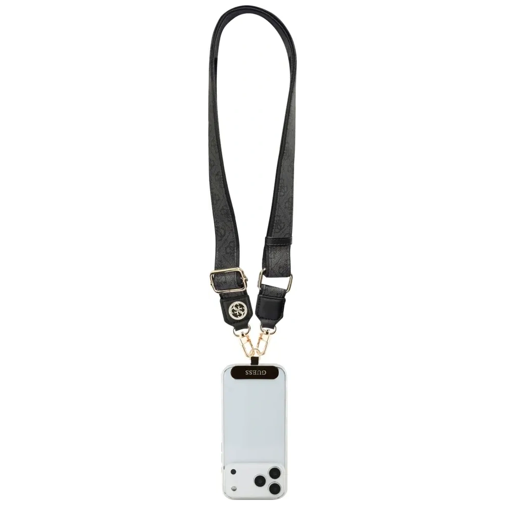 Uniwersalna smycz Guess Universal CBDY 4G Tether Patch Strass Metal Logo czarny