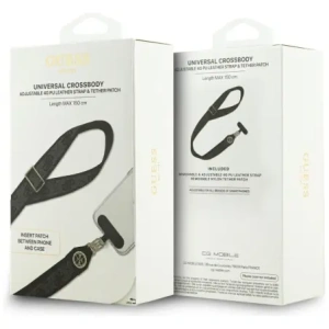 Uniwersalna smycz Guess Universal CBDY 4G Tether Patch Strass Metal Logo czarny