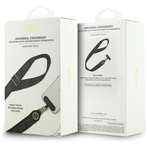 Uniwersalna smycz Guess Universal CBDY 4G Tether Patch Strass Metal Logo czarny