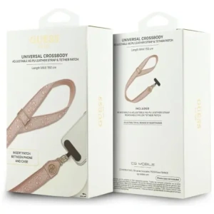 Uniwersalna smycz Guess Universal CBDY 4G Tether Patch Strass Metal Logo różowy