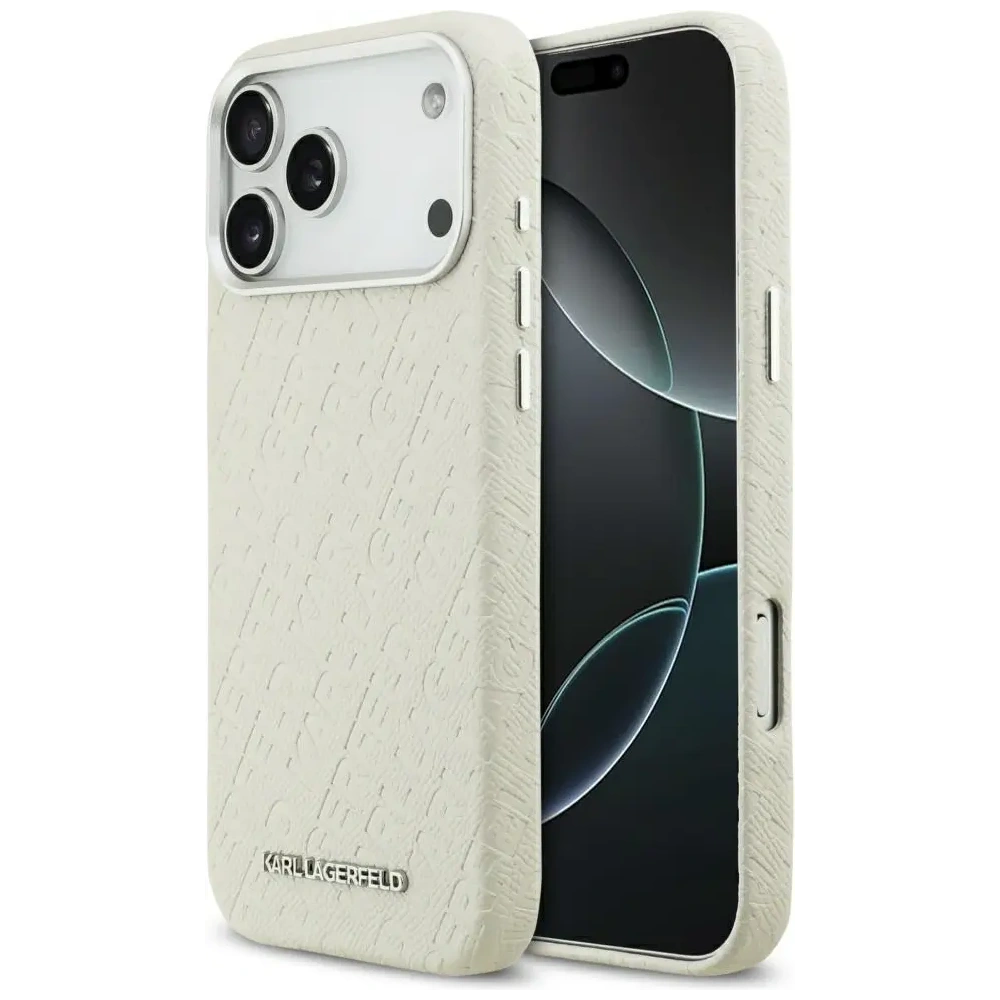 Etui Karl Lagerfeld FW Stamped Karl MagSafe do Apple iPhone 17 Pro Max beżowy