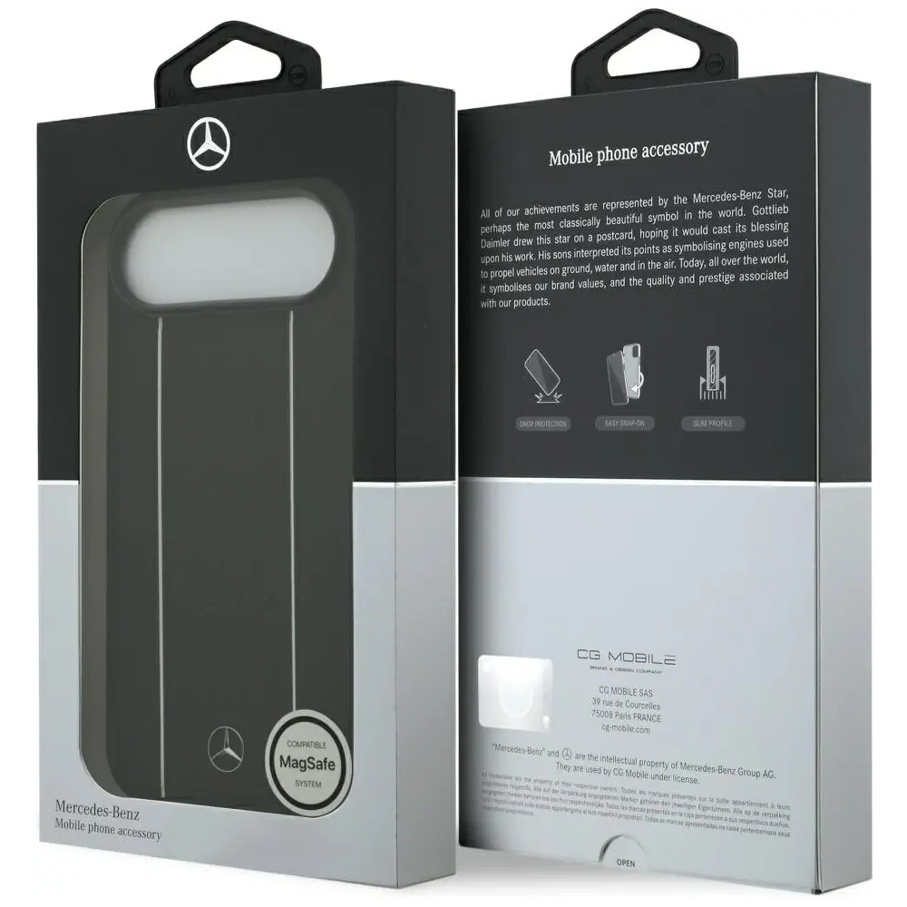 Etui Mercedes Leather Star Pattern Stripes MagSafe do Apple iPhone Air czarny