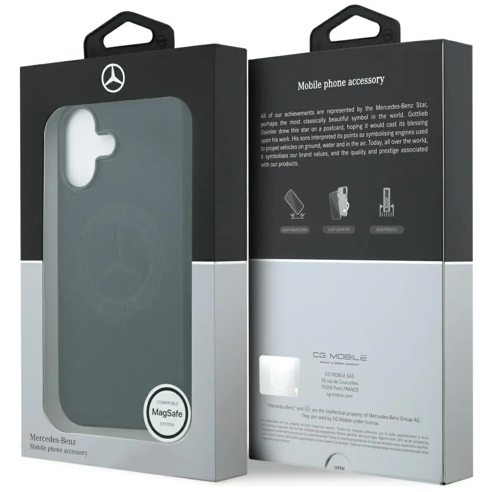 Etui Mercedes Leather Vintage Logo MagSafe do Apple iPhone 17 czarny