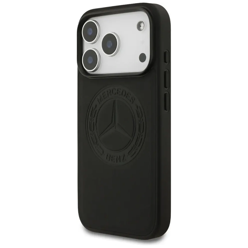Etui Mercedes Leather Vintage Logo MagSafe do Apple iPhone 17 Pro czarny