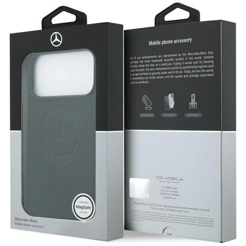 Etui Mercedes Leather Vintage Logo MagSafe do Apple iPhone 17 Pro Max czarny