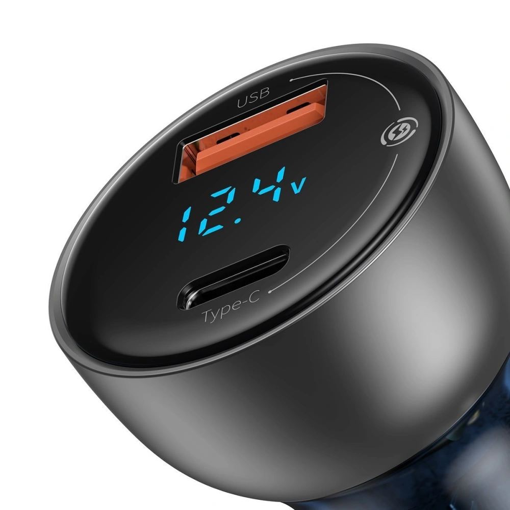 Hurtownia GSM - Autonabíječka Baseus Particular Digital Display s displejem, USB + USB-C, QC3.0+PD, 5A, 65W (stříbrná) - BSU1596SLV - {ean13} - Hurt