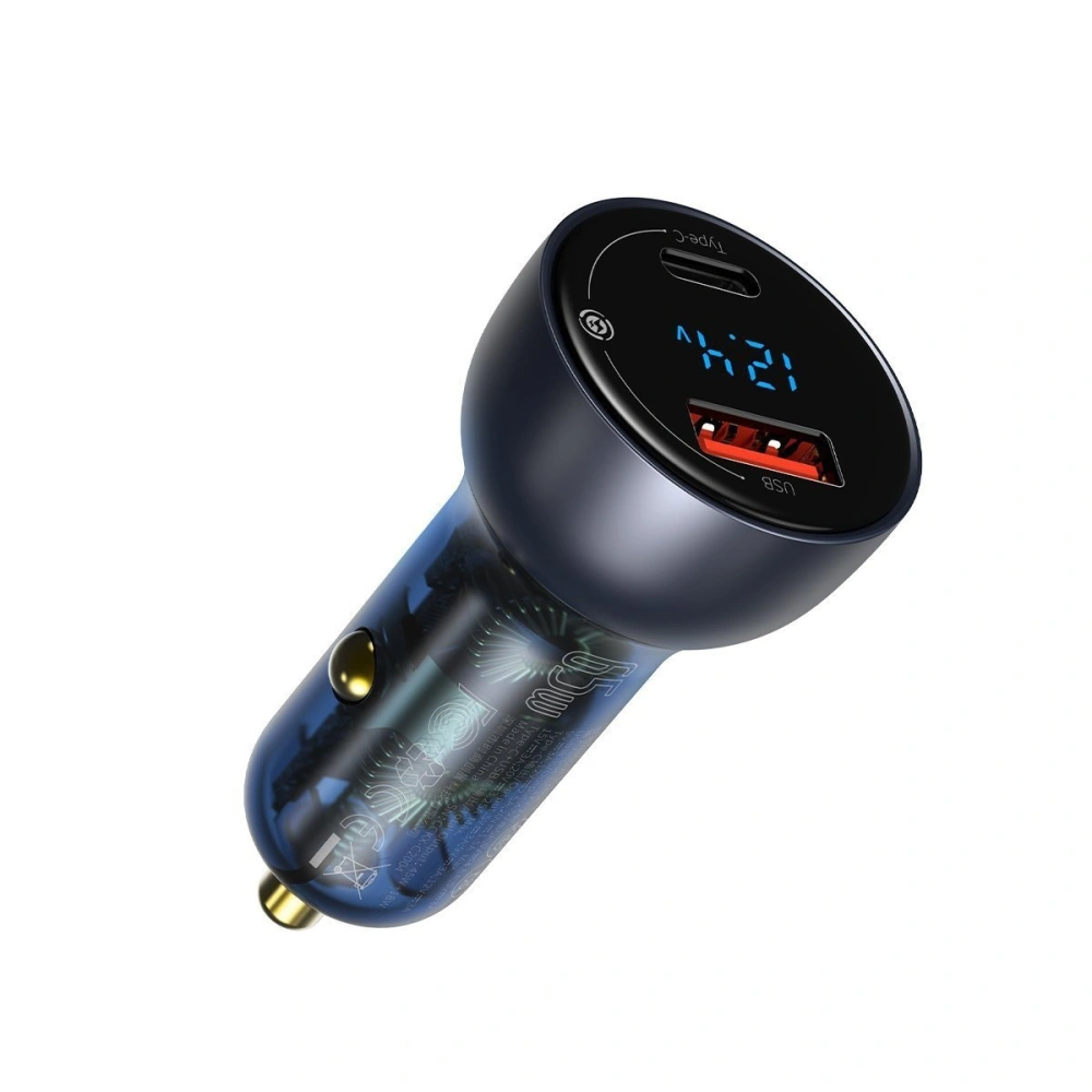 Hurtownia GSM - Autonabíječka Baseus Particular Digital Display s displejem, USB + USB-C, QC3.0+PD, 5A, 65W (šedá) - BSU1597GRY - {ean13} - Hurt